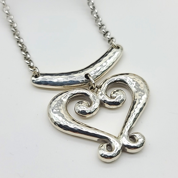 Brighton "GENOA HEART PETITE" Hammered Silver Rustic Heart ❤️ Pendant! Rare Size - Picture 1 of 12